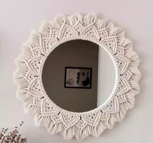 Reflecting Beauty: Introducing our Crochet Round Mirror Decor! 🧶🏡 Elevate your space with this unique fusion of craftsmanship and elegance. Handcrafted to perfection, it adds a cozy touch and a hint of artistic charm to any room. Transform your home with this crochet marvel!