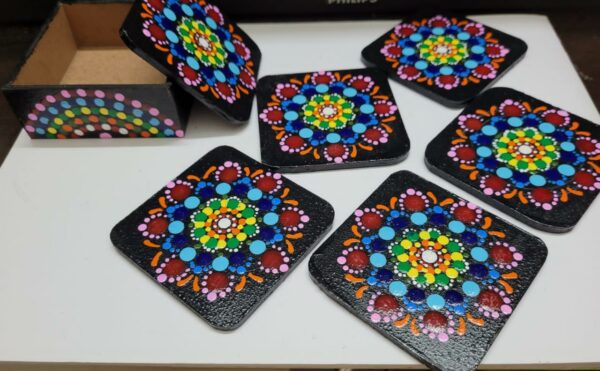 A set of 6 coasters with the holder.