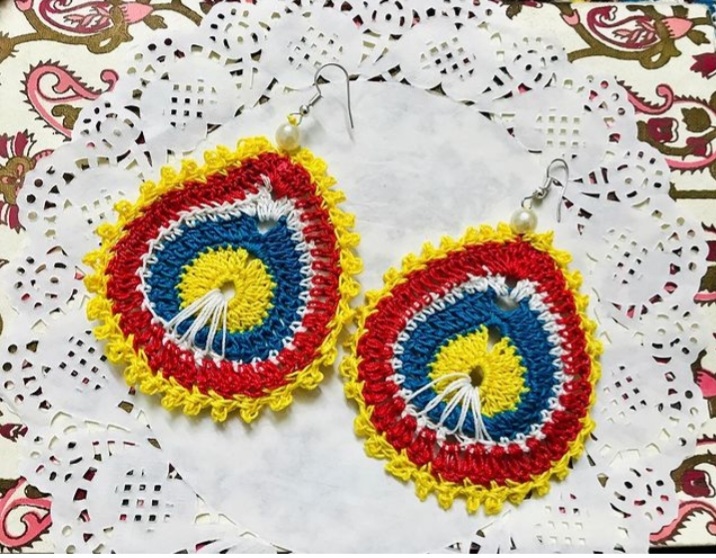 Handmade Fabric Batic Tie and Die Print Earrings | K M HandiCrafts India