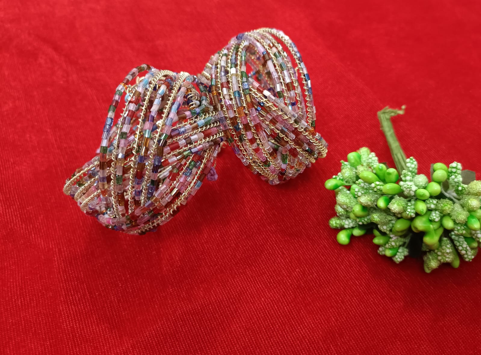 Acrylic Crystal Bead Cuff Bracelet
