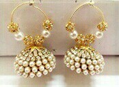 Pearl and Stone work combo jhumka can be worn on Trendy as well as Traditional attires.Lightweight and fashionable